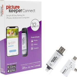 Picture Keeper Connect Photo & Video USB Flash Drive for Apple, Android, & PC Devices, 32GB Thumb Drive