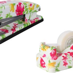 VIBRANZ-LAB Home Office Desk Supplies Home Office Supplies Fun Desk Accessories College Essentials College School Supplies Cool Items Compact Desk Set of Cute Tape Dispenser, Staplers Office Stapler