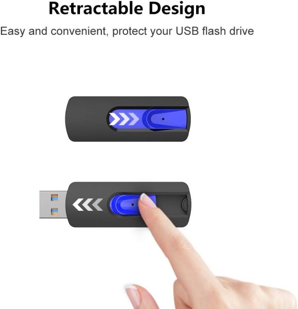 JUANWE USB Flash Drive 256GB High Speed 3.0 Memory Stick Flash Drive Retractable Slide 256GB Jump Drive Zip Drive USB for Computers PC Laptop with Lanyard Hole - Image 7
