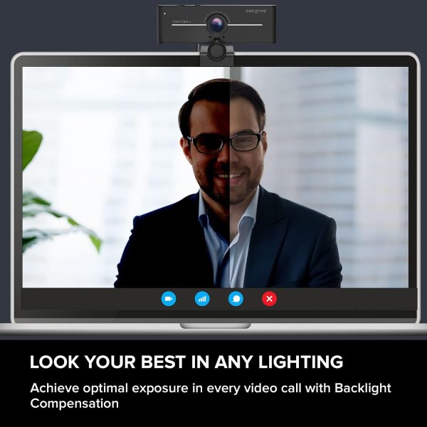 Creative Live! Cam Sync 4K UHD USB Webcam with Backlight Compensation, Up to 40 FPS, 95° Wide-Angle Lens, Privacy Lens, Built-in Mics, Plug & Play for PC and Mac… - Image 4