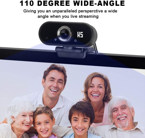 Webcam HD 1080P Video, Buit-in Microphone, Computer USB Web Cam with Tripod and Privacy Cover, Plug and Play, PC Webcam for Video Calling, Conferencing, Compatible with Desktop, Laptop - Image 5