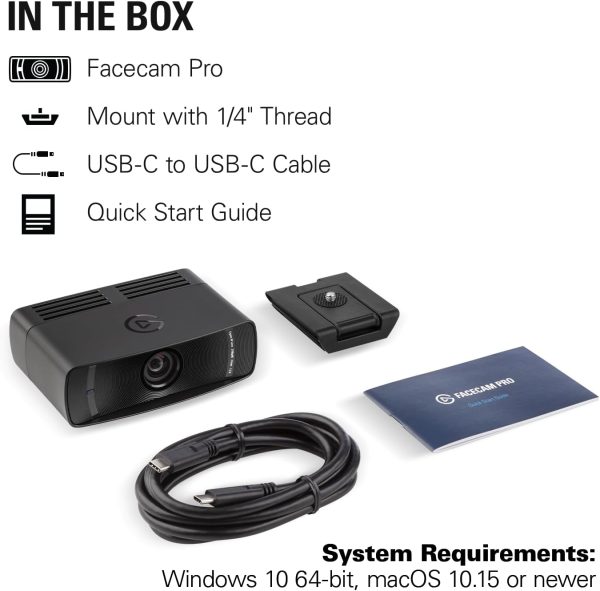 Elgato Facecam Pro, True 4K60 Ultra HD Webcam for Live Streaming, Gaming, Video Calls, Advanced Light Correction, DSLR Style Control, Wide Angle, Works with OBS, Teams,Zoom, PC/Mac, Black - Image 9