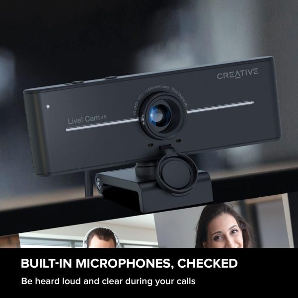 Creative Live! Cam Sync 4K UHD USB Webcam with Backlight Compensation, Up to 40 FPS, 95° Wide-Angle Lens, Privacy Lens, Built-in Mics, Plug & Play for PC and Mac… - Image 5