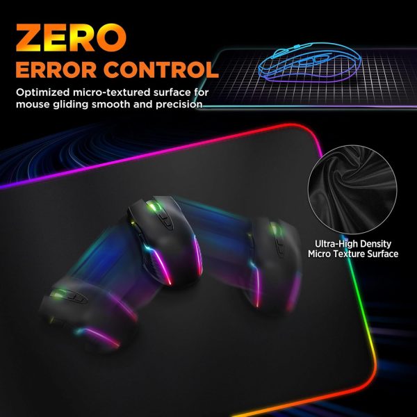 Gimars RGB Gaming Mouse Pad,15W Wireless Charging Mousepad with 10 Light Modes, Large Mousepad with Premium Smooth Surface, Non-Slip Mouse Mat for Gaming, Desk, PC,Office, 31.5x11.8x0.16inch - Image 8