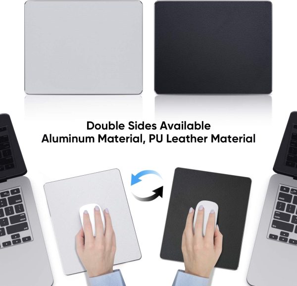 Mouse Pad, Silver Premium Hard Metal Aluminum Mousepad, Double Side Waterproof Ultra Smooth Mouse Pad for Fast and Accurate Mouse Control for Office and Gaming, 9.4 x 7.9inch - Image 6