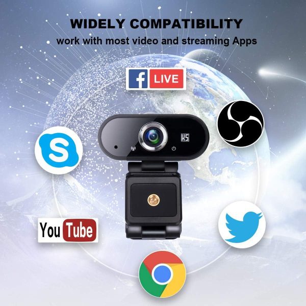 Webcam HD 1080P Video, Buit-in Microphone, Computer USB Web Cam with Tripod and Privacy Cover, Plug and Play, PC Webcam for Video Calling, Conferencing, Compatible with Desktop, Laptop - Image 4