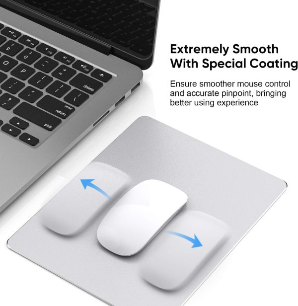 Mouse Pad, Silver Premium Hard Metal Aluminum Mousepad, Double Side Waterproof Ultra Smooth Mouse Pad for Fast and Accurate Mouse Control for Office and Gaming, 9.4 x 7.9inch - Image 7