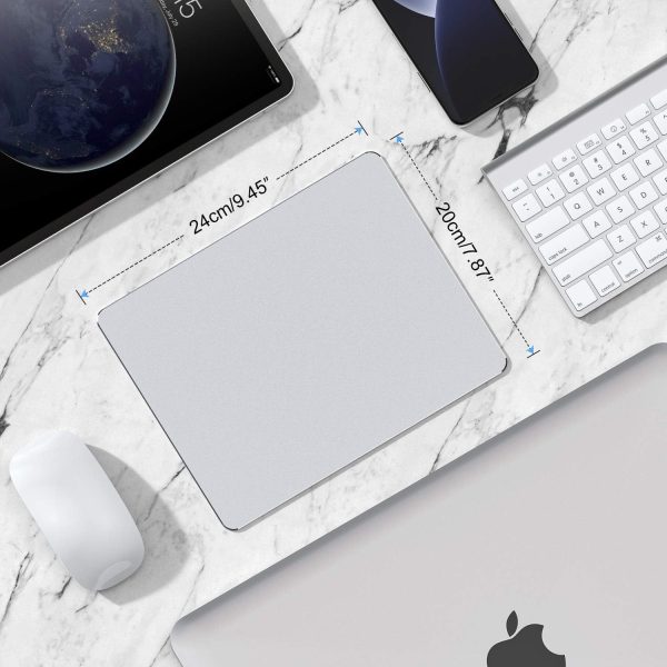 Mouse Pad, Silver Premium Hard Metal Aluminum Mousepad, Double Side Waterproof Ultra Smooth Mouse Pad for Fast and Accurate Mouse Control for Office and Gaming, 9.4 x 7.9inch - Image 5