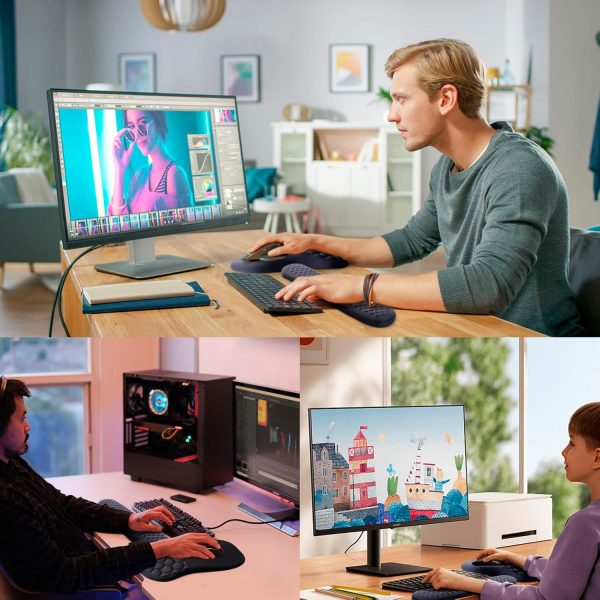 Mouse Pad Wrist Support, Laokiiy 2 in1 Keyboard Wrist Rest+ Ergonomic Mouse Pad, Non-Slip Wrist Rest for Computer Keyboard, Made Easy Typing & Relieve Wrist Pain（Black) - Image 2