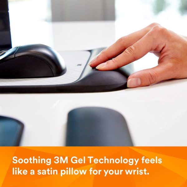 3M Precise Mouse Pad with Gel Wrist Rest, Soothing 3M Gel Technology and Satin Smooth Cover for All Day Comfort, Optical Mouse Performance and Battery Saving Design (MW85B), Extended, Black - Image 6