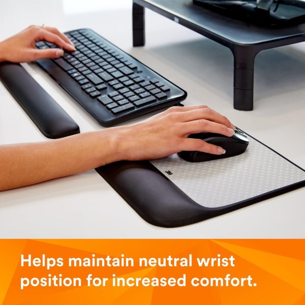 3M Precise Mouse Pad with Gel Wrist Rest, Soothing 3M Gel Technology and Satin Smooth Cover for All Day Comfort, Optical Mouse Performance and Battery Saving Design (MW85B), Extended, Black - Image 3