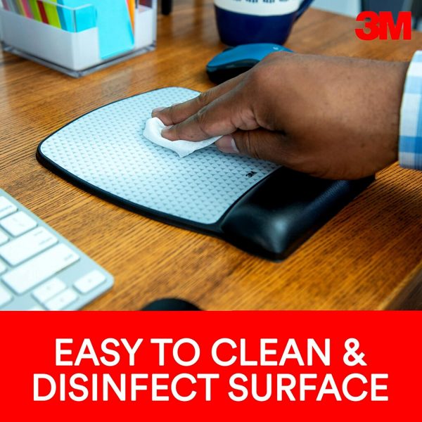 3M Precise Mouse Pad with Gel Wrist Rest, Soothing 3M Gel Technology and Satin Smooth Cover for All Day Comfort, Optical Mouse Performance and Battery Saving Design (MW85B), Extended, Black - Image 2