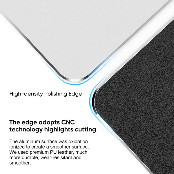 Mouse Pad, Silver Premium Hard Metal Aluminum Mousepad, Double Side Waterproof Ultra Smooth Mouse Pad for Fast and Accurate Mouse Control for Office and Gaming, 9.4 x 7.9inch - Image 2
