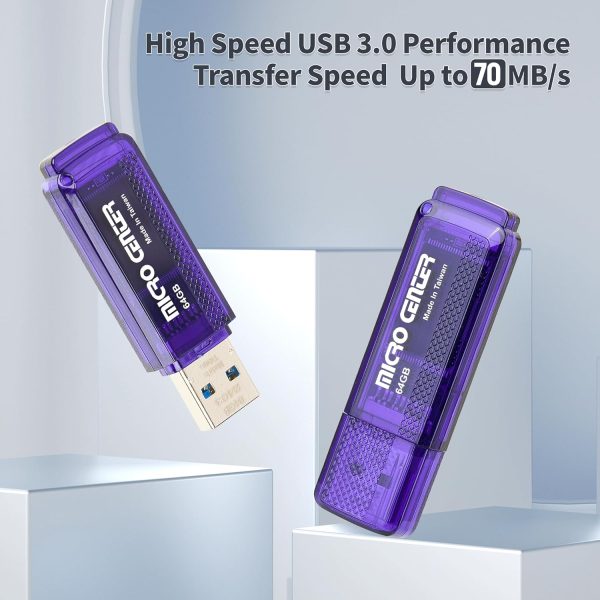 INLAND Micro Center SuperSpeed 10 Pack 64GB USB 3.0 Flash Drive Gum Size Memory Stick Thumb Drive Data Storage Jump Drive, 10X Faster Than USB 2.0 USB Drive (64G 10-Pack) - Image 4
