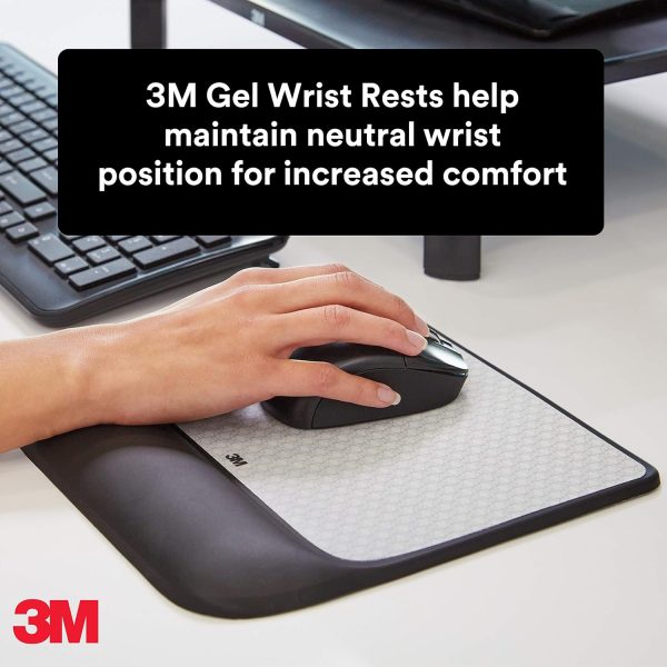3M Precise Mouse Pad with Gel Wrist Rest, Soothing 3M Gel Technology and Satin Smooth Cover for All Day Comfort, Optical Mouse Performance and Battery Saving Design (MW85B), Extended, Black - Image 4